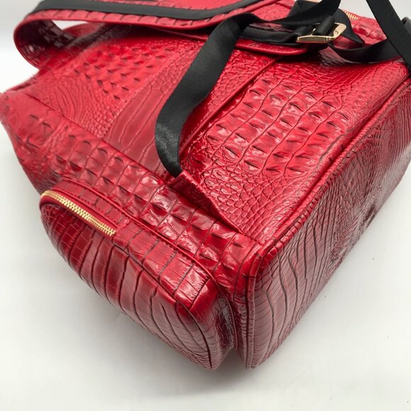 Exculuxe Red Croc Embossed Vegan Leather Windsor Backpack main image 10